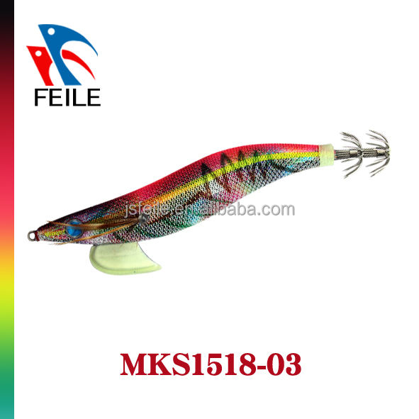 MKS1518 Colorful Squid Jigs Fishing Lures with High Quality Japanese Cloth