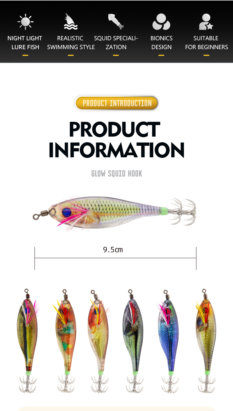 toto squid jig luminous body sea fishing lure horizontal squid fishing lure plastic bait