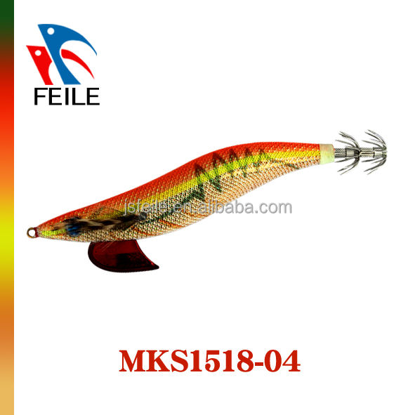 MKS1518 Colorful Squid Jigs Fishing Lures with High Quality Japanese Cloth