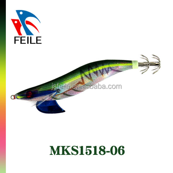 MKS1518 Colorful Squid Jigs Fishing Lures with High Quality Japanese Cloth