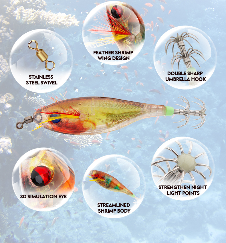 toto squid jig luminous body sea fishing lure horizontal squid fishing lure plastic bait