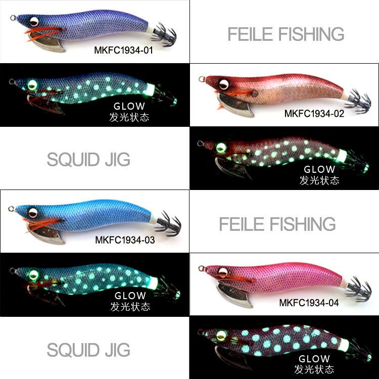 MKFC1934 New Japanese 490 Glow Squid Jig Four Colors for Choice