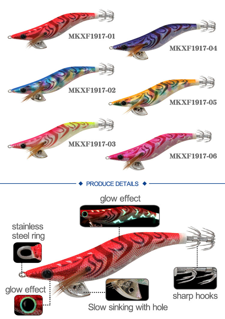 2019 new glow squid jig more colors available for customization