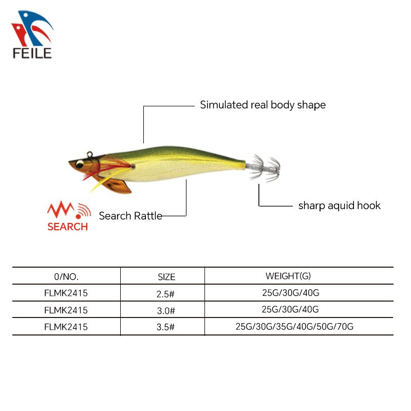 FLMK2415 Squid Jig Luminous Egi Japanese Plastic Hard Bait Fishing Lure