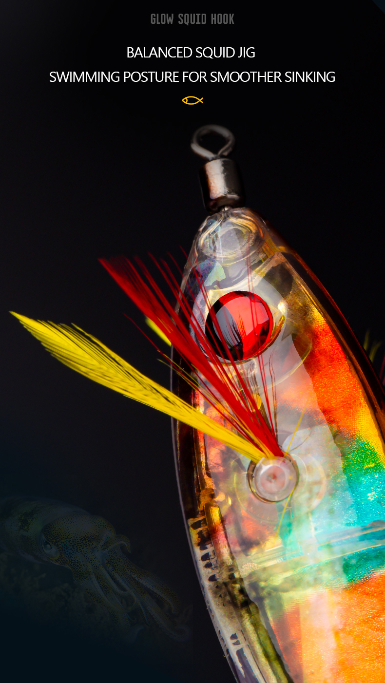 toto squid jig luminous body sea fishing lure horizontal squid fishing lure plastic bait