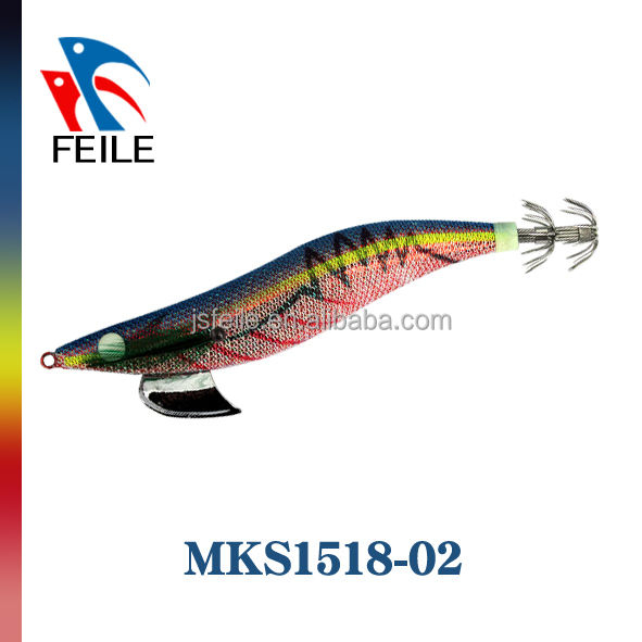 MKS1518 Colorful Squid Jigs Fishing Lures with High Quality Japanese Cloth